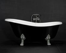 Westerbergs Victoria 157 sort/hvid fritstende badekar m/lvefdder i krom