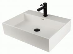 Lavabo Solid Surface 60 hndvask t/vg eller bord - 1 hanehul - Hvid mat