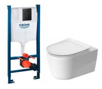 Duravit Soleil by Starck RIMless, HygieneFlush og HygieneGlaze toiletpakke inkl. sde m/softclose, cisterne og mat sort betjening