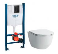 Laufen Pro Rimless Compact m/LCC toiletpakke inkl. sde m/soft-close, cisterne og sort betjening