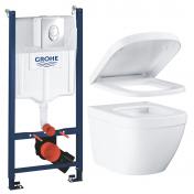 Grohe Euro kompakt Rimless toiletpakke inkl. sde m/soft-close, cisterne og krom betjening