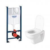 Duravit D-Code toiletpakke inkl. Grohe cisterne, betjeningsplade og toiletsde