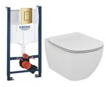 Ideal Standard Tesi RIMless+ toiletpakke inkl. sde m/softclose, cisterne og messing betjening
