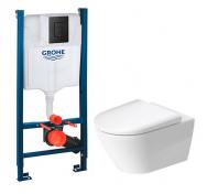 Duravit D-neo Rimless toiletpakke inkl. sde m/soft-close, cisterne og mat sort betjening