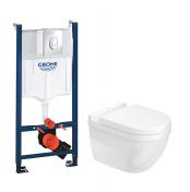 Duravit Starck 3 RIMless toiletpakke inkl. cisterne, krom betjening og toiletsde m/soft-close