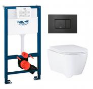 Grohe Essence Rimless toiletpakke inkl. sde m/soft-close, mellem cisterne og mat sort betjening