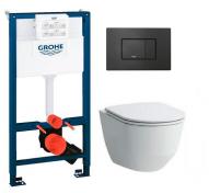 Laufen Pro Rimless LCC Compact toiletpakke inkl. sæde m/soft-close, mellem cisterne og mat sort betjening