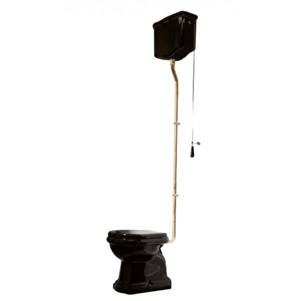 Lavabo Retro HIGH toilet med messing rør og S-lås - Blank Sort