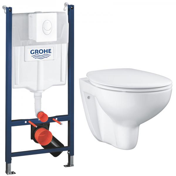 Grohe Bau Rimless toiletpakke inkl. sæde m/softslose, cisterne og hvid betjening