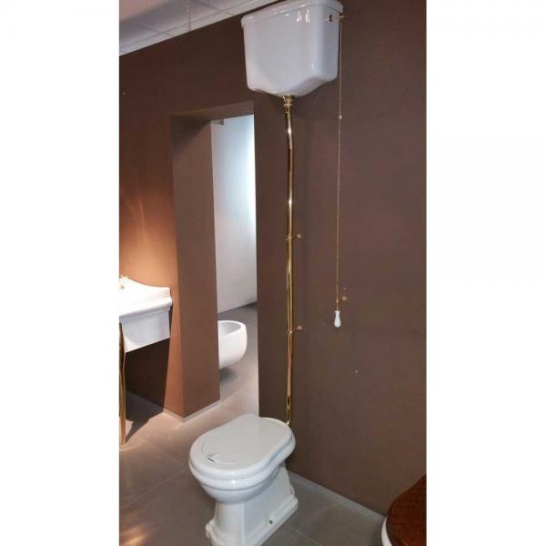Retro HIGH toilet med messing rør og P-lås - Blank hvid