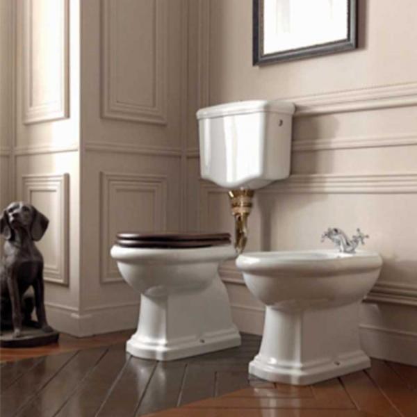 Lavabo Retro Low toilet med messing rør og S-lås - Blank hvid