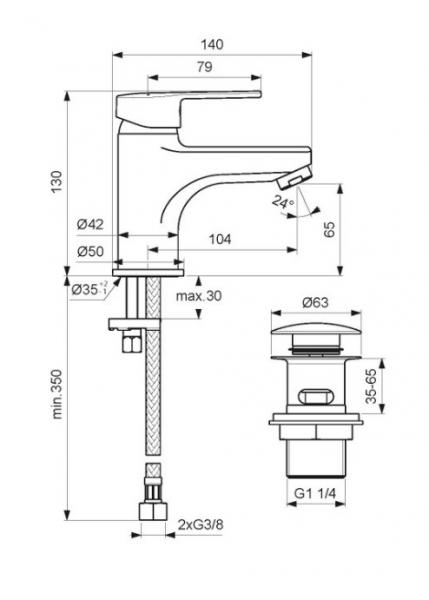 Børma Promix håndvaskarmatur m/push-open ventil - Krom