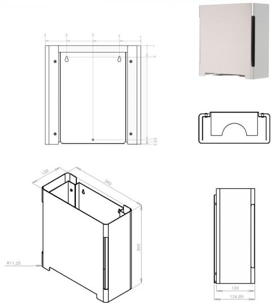 Cool Line papirdispenser t/væg - Matbørstet stål