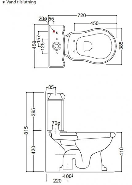 Lavabo Retro Monoblocco gulvstående toilet m/S-lås