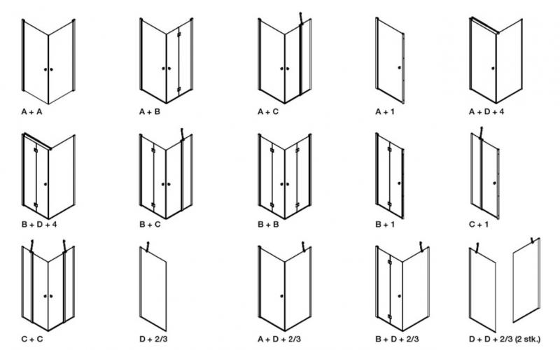 Dansani Match B71 foldedør - Klar glas/matkrom