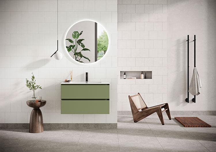Strømberg Lux 120 vaskeskab m/2 skuffer - Olive grøn