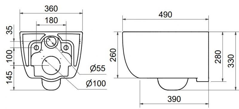 Svedbergs Alta kompakt toiletpakke inkl. sæde m/softclose, mellem cisterne og mat sort betjening
