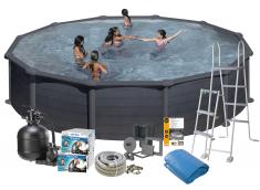 Swim & Fun Pool Basic 132 Ø550 cm, Sort grafit