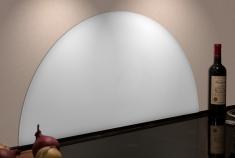 Halvcirkel stnkplade til kkken - 80 x 40 cm - Hvid glas