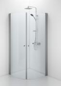 Contura Space SBVK buet brusedør - Klar glas/Matkrom - 900x1850 - Knobgreb