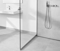 Unidrain Glassline brusevæg 90 cm - Klar glas