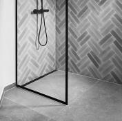 Unidrain Glassline brusevæg 90 cm - Klar glas/sort ramme