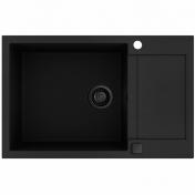 Lavabo Saturn 790 k�kkenvask i komposit m/afl�bsbakke - Sort/sort
