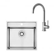 Lavabo Nexus 60 k�kkenvask inkl. Kubus RS Round k�kkenarmatur - Rustfrit st�l