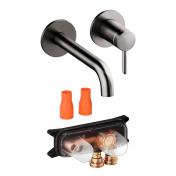 Damixa Iris komplet hndvaskarmatur til indbygning - Brstet grafitgr