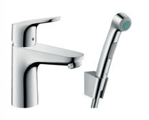 Hansgrohe Focus 100 håndvaskarmatur m/håndbruser og push-open bundventil