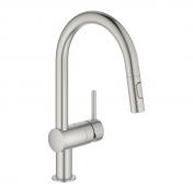 Grohe NEW Minta k�kkenbatteri m/udtr�k og Dual spray - Supersteel