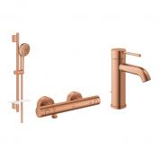 Grohe Grohtherm Joy+ komplet pakke til badev�relset - B�rstet Warm Sunset