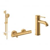 Grohe Grohtherm Joy+ komplet pakke til badev�relset - B�rstet Cool Sunrise