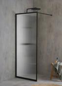 Cassøe fast brusevæg - Mat sort ramme/Riftlet glas - 85 cm