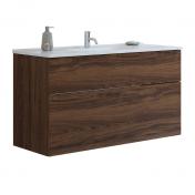 Dansani Luna 121 møbelsæt m/Kantate vask, høj skuffe og indretning - Brun eg