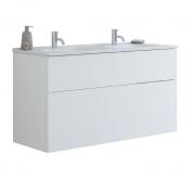 Dansani Luna 121 møbelsæt m/dobbelt Kantate vask, høj skuffe og indretning - Hvid mat