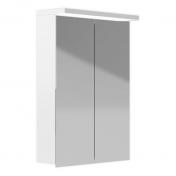 Kriss Skandi 50 spejlskab i st�l m/2 l�ger og LED-lys - Hvid