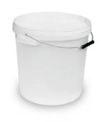 Plastspand, hvid, med låg, 20 l