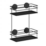 Beslagsboden dobbelt brusekurv, selvklbende - Mat sort