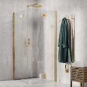 Noma 110 bruseniche m/foldedøre - 80x80 cm - Klar glas/børstet messing