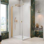 Str�mberg Noma 135 fast brusev�g m/svingd�r til venstre - 80 x 80 - Klar glas/poleret messing