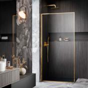 Str�mberg Walk-in 305 fast brusev�g 80 cm - Venstre - Klar glas/poleret messing