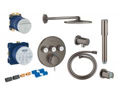 Grohe SmartControl komplet brusesystem med SmartActive hovedbruser til indbygning - Brstet Hard Graphite