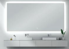 Mie firkantet spejl m/integreret LED lys, touch og backlight - 140 cm