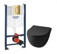 Lavabo File 2.0 RIMless Mat sort toiletpakke inkl. sde/soft-close, cisterne og messing betjening