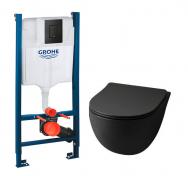 Lavabo File 2.0 RIMless Mat sort toiletpakke inkl. sde/soft-close, cisterne og mat sort betjening