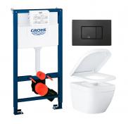 Grohe Euro kompakt toiletpakke inkl. sde m/soft-close, mellem cisterne og mat sort betjening