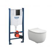 Svedbergs Alta kompakt rimless toiletpakke inkl. sde m/softclose, cisterne og sort betjening