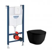 Laufen Pro Rimless mat sort toiletpakke inkl. sde m. soft-close, cisterne og hvid betjening