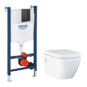 Grohe Euro toiletpakke inkl. sde, cisterne og mat sort betjening